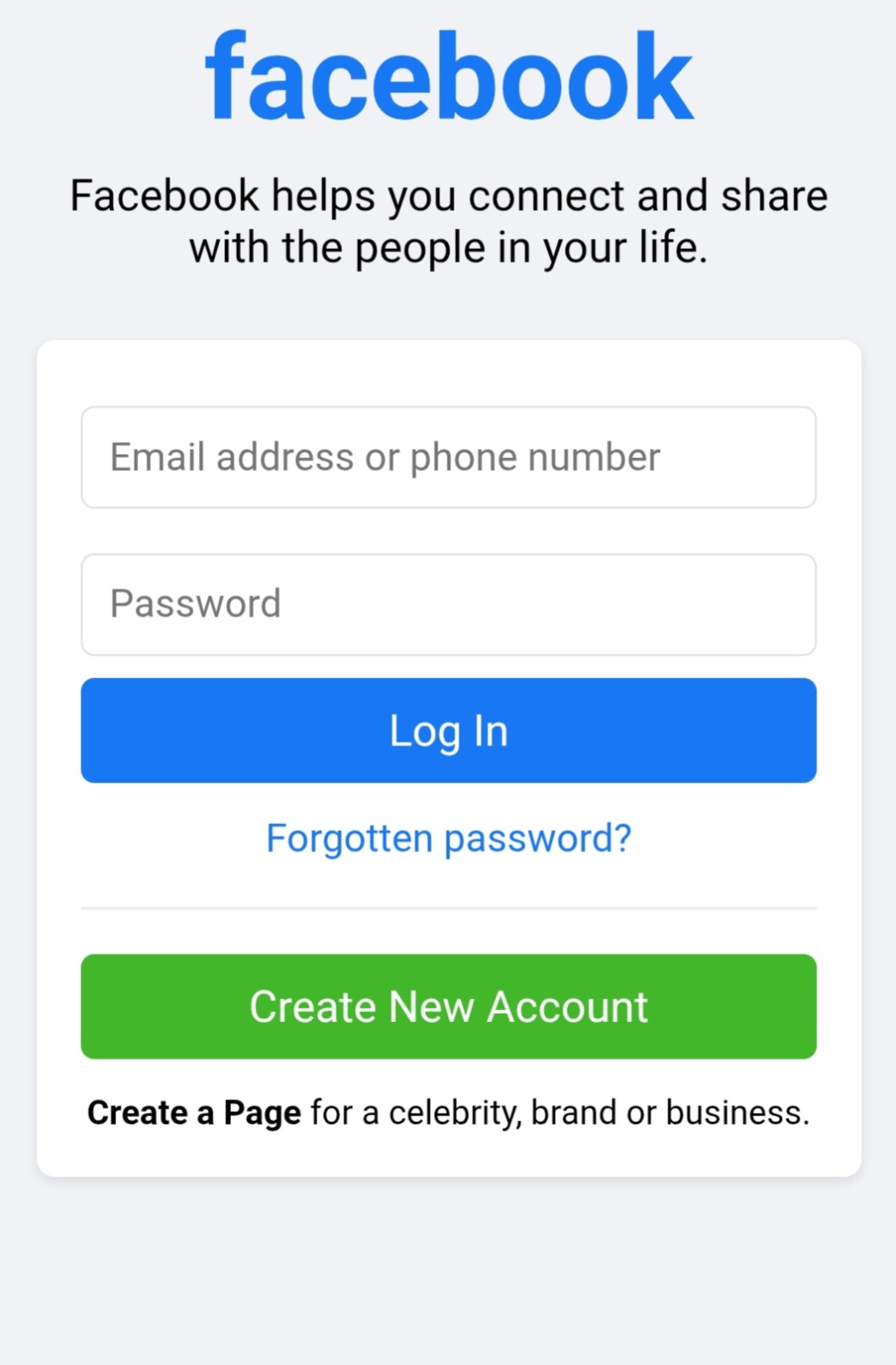 Facebook Login Project Screenshot